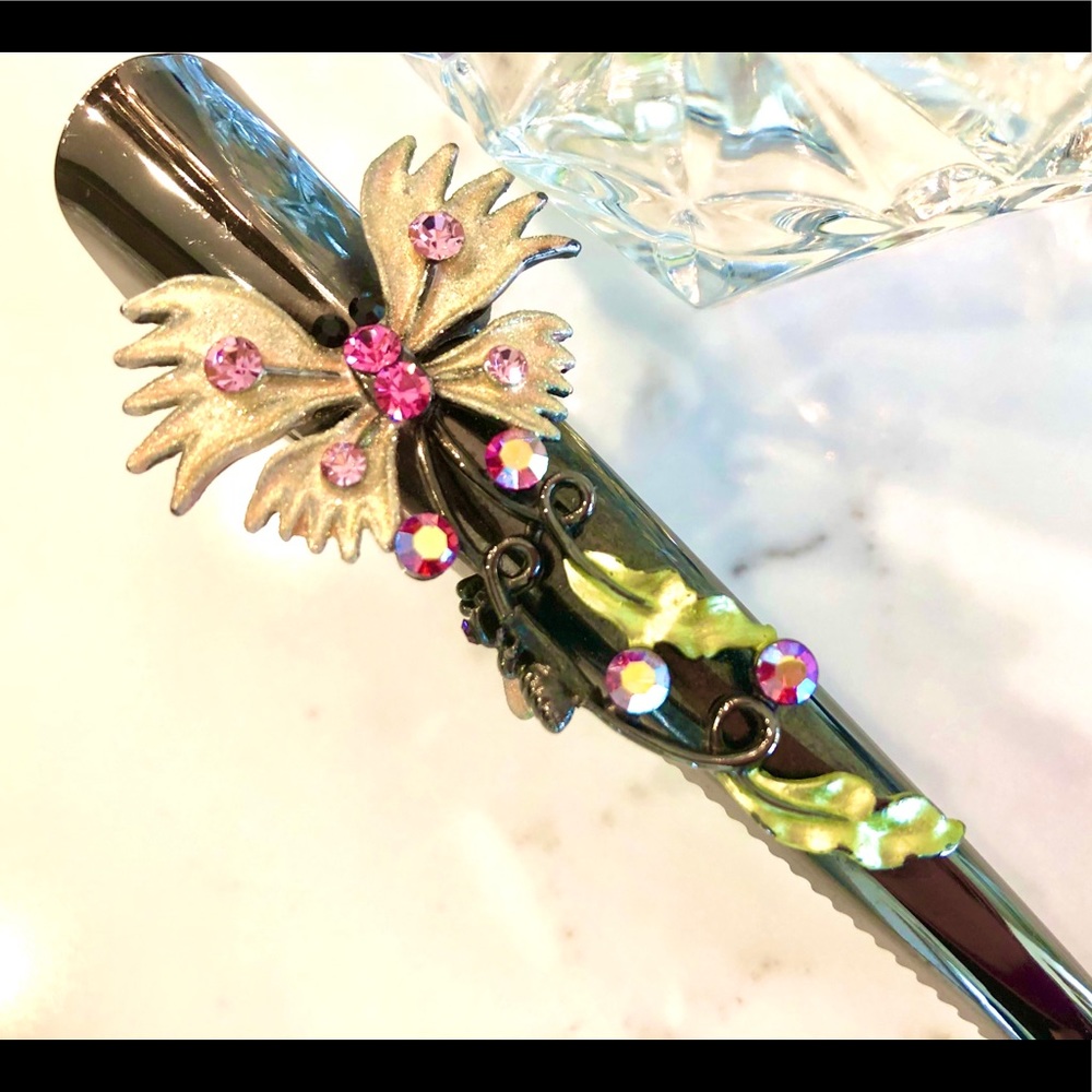 VTG Enamel&crystal metal hair clip